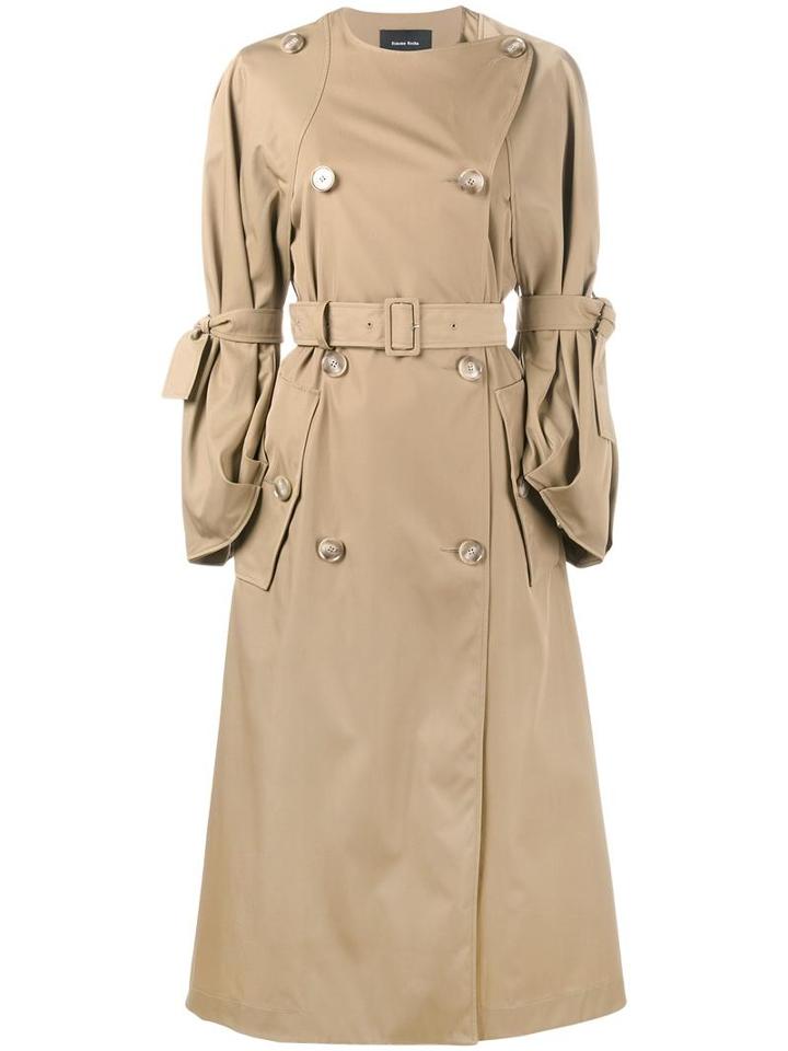 Simone Rocha Double Breasted Trench Coat, Women's, Size: 6, Nude/neutrals, Polyamide/cotton/acetate