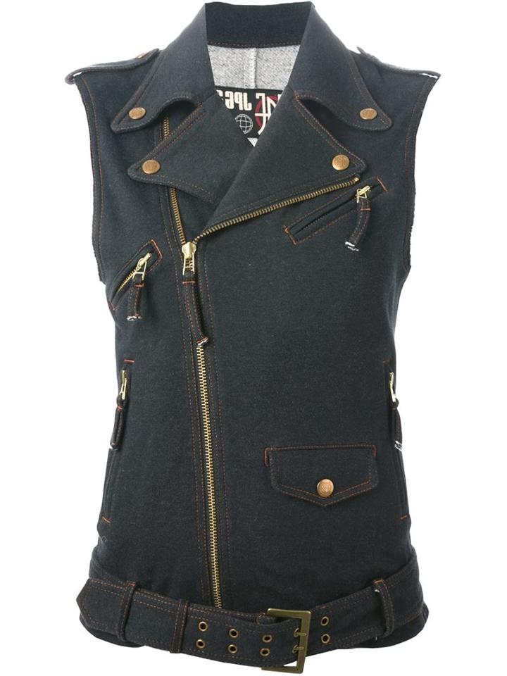 Jean Paul Gaultier Vintage Denim Effect Biker Gilet