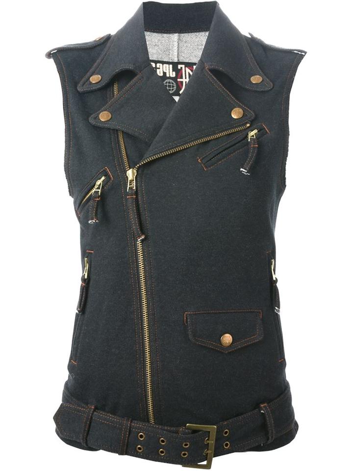 Jean Paul Gaultier Vintage Denim Effect Biker Gilet