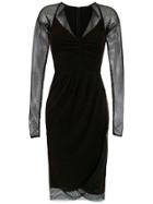À La Garçonne Mesh Detail Midi Dress - Black