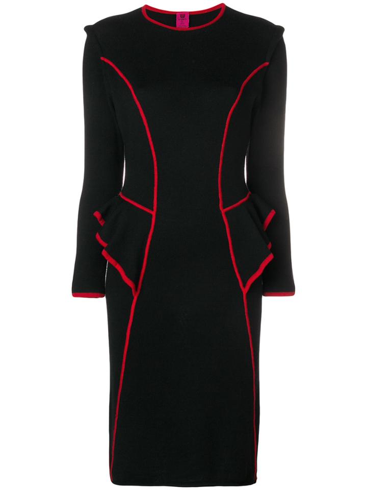 Emanuel Ungaro Vintage Contrast-trim Pencil Dress - Black