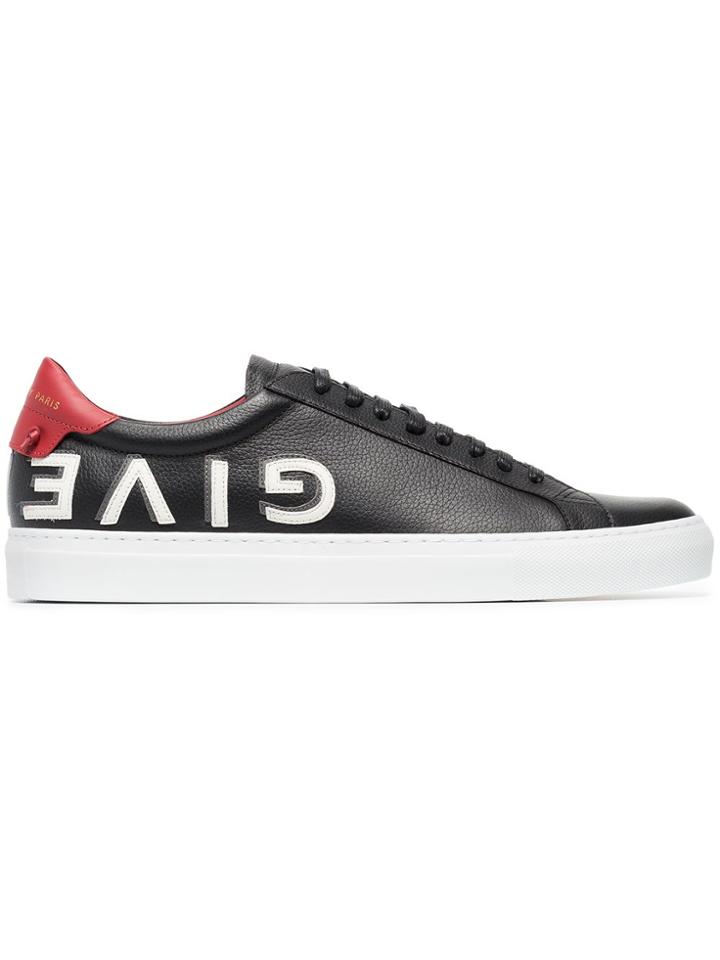 Givenchy Black, White And Red Urban Street Logo Leather Sneakers