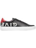 Givenchy Black, White And Red Urban Street Logo Leather Sneakers