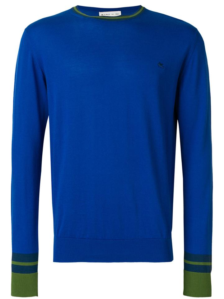 Etro Contrast Trim Sweater - Blue