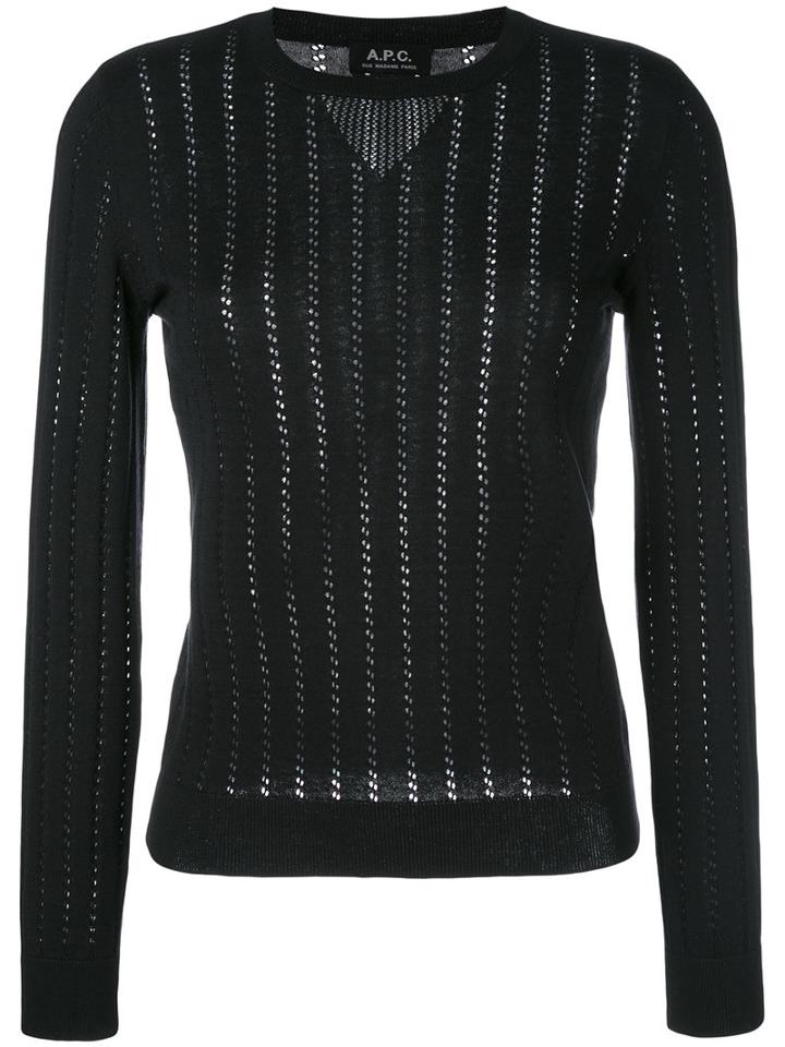 A.p.c. 'annabelle' Pointelle-knit Sweater, Women's, Size: Medium, Black, Silk/cotton/cashmere