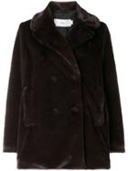 Closed Double-breasted Fitted Coat - Brown