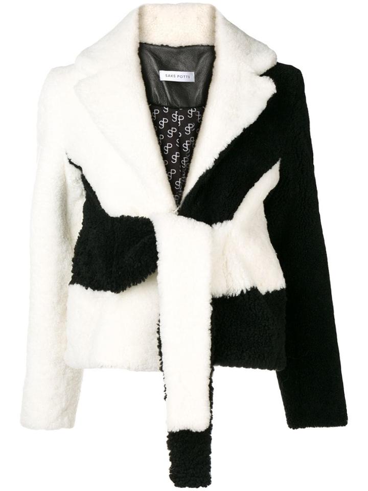 Saks Potts Black And White Lamb Wool Jacket