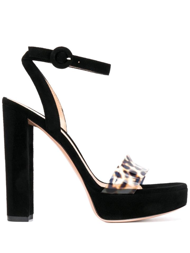 Gianvito Rossi Leopard Strap Sandals - Black