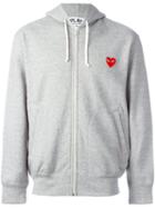 Comme Des Garçons Play Zipped Hoodie, Men's, Size: Xl, Grey, Cotton