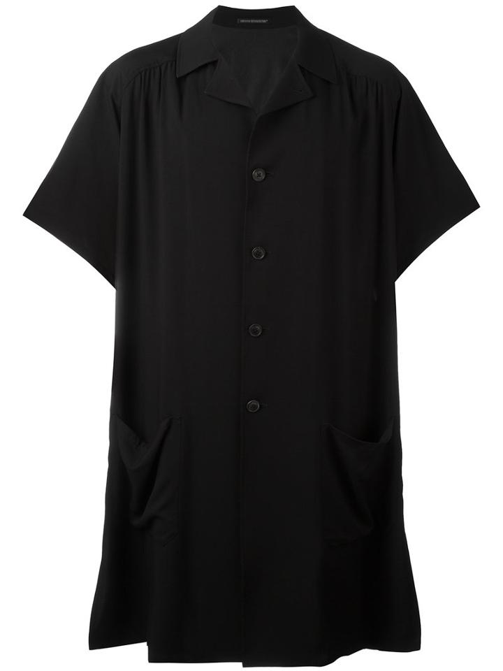 Yohji Yamamoto Long Length Pocket Shirt, Men's, Size: 3, Black, Rayon