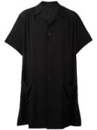 Yohji Yamamoto Long Length Pocket Shirt, Men's, Size: 3, Black, Rayon