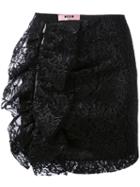 Msgm - Lace Ruffle Skirt - Women - Polyester/spandex/elastane/viscose/polyimide - 40, Black, Polyester/spandex/elastane/viscose/polyimide