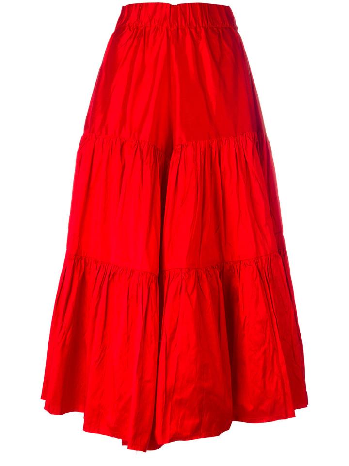 Marques'almeida Tiered Oversized Pants, Women's, Size: 8, Red, Silk