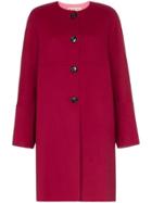 Marni Collarless Button Down Coat - Red