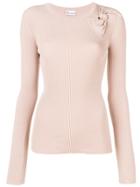 Red Valentino Bow Detail Ribbed Sweater - Pink & Purple