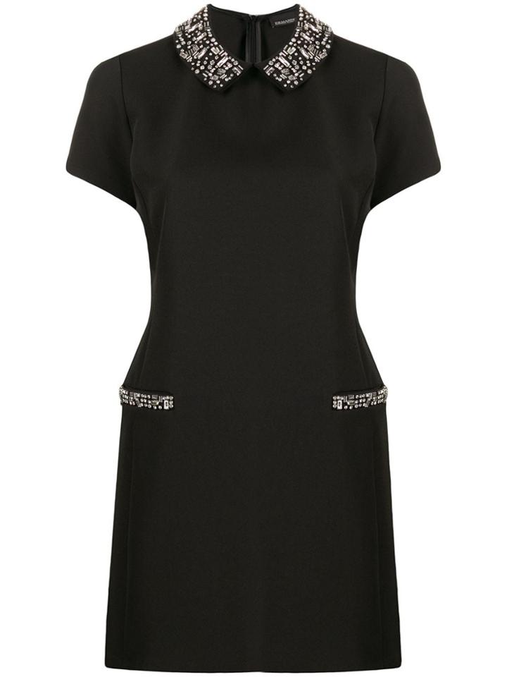 Ermanno Scervino Fitted Embellished Collar Dress - Black