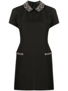 Ermanno Scervino Fitted Embellished Collar Dress - Black