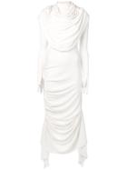 A.w.a.k.e. Gloved Draped Design Dress - White