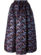 Msgm Floral Pattern Full Skirt, Women's, Size: 38, Blue, Polyester
