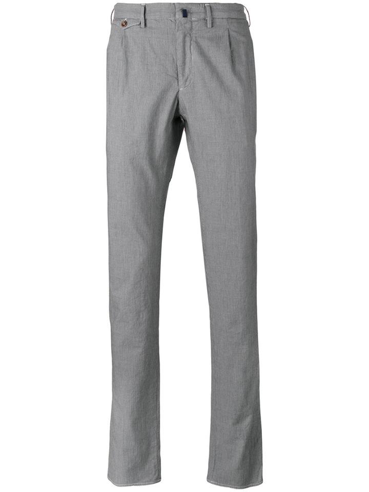 Incotex Fine Dog Tooth Trousers, Men's, Size: 56, Grey, Cotton/spandex/elastane