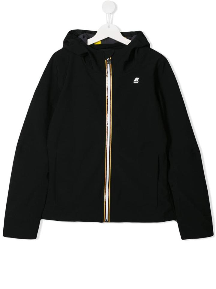 K Way Kids Hooded Bomber Jacket - Black