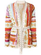 Laneus Studded Trim Cardi-coat - Multicolour