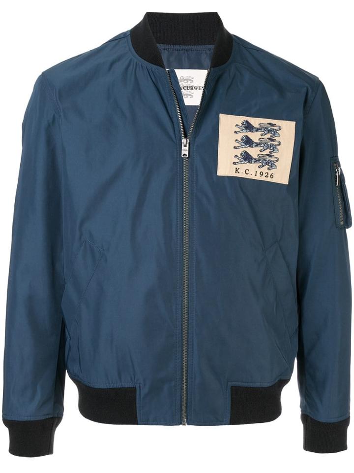 Kent & Curwen Logo Embroidered Bomber Jacket - Blue