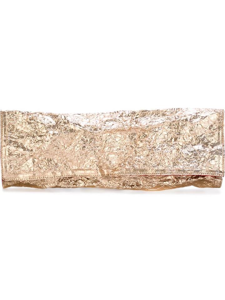 Zilla Iridescent Clutch, Women's, Grey, Leather