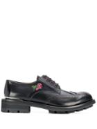 Alexander Mcqueen Floral Embroidered Lace-up Shoes - Black