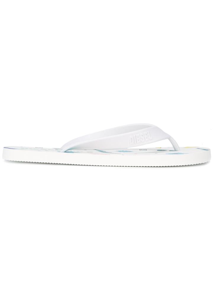 Diesel Saveral Flip Flops - White
