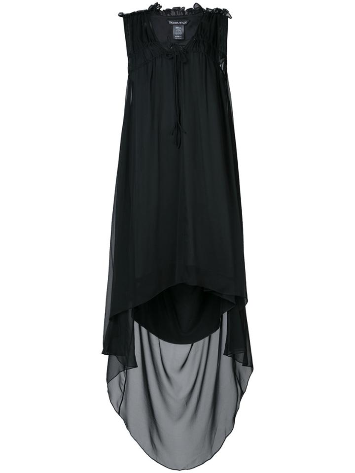 Thomas Wylde Ruffle Detailed High Low Hem Dress - Black