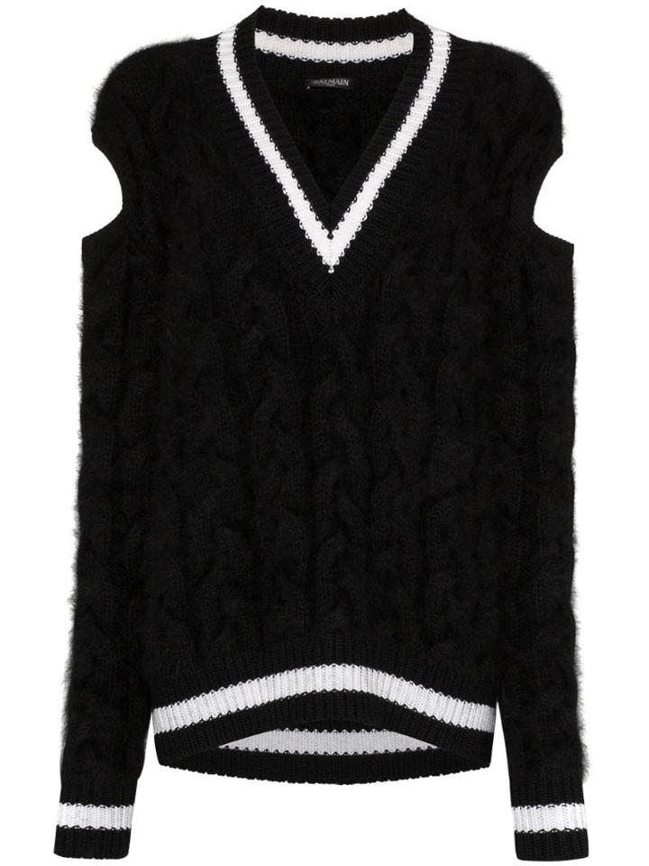 Balmain Chunky Cable-knit Sweater - Black