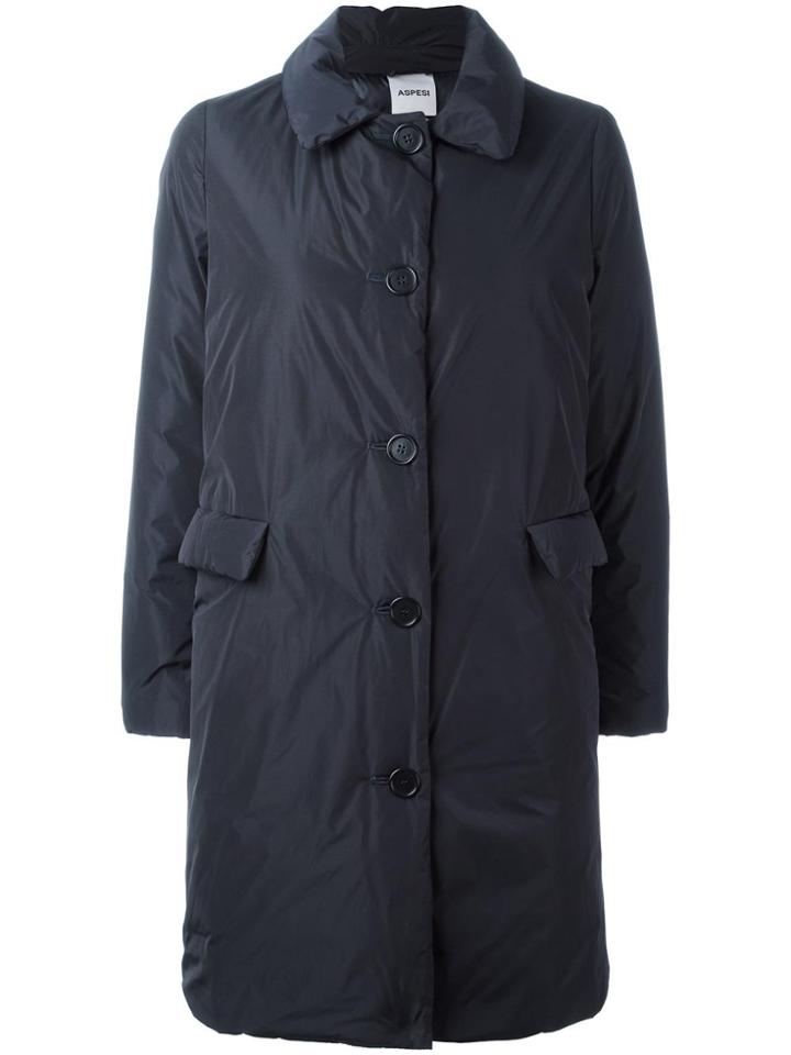 Aspesi Padded Buttoned Coat - Blue