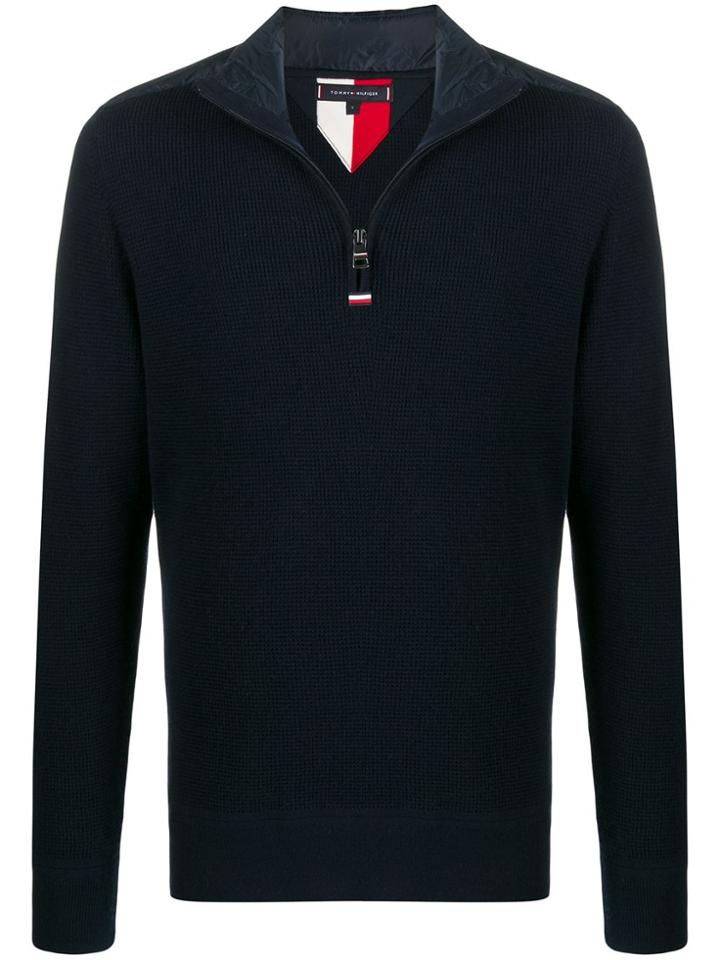 Tommy Hilfiger Shoulder-patch Half-zip Jumper - Blue