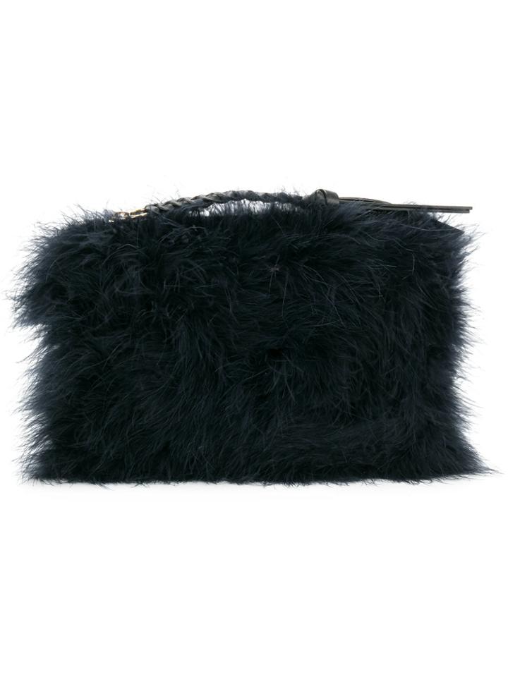 Nina Ricci Textured Woven Zip Tassel Clutch - Blue