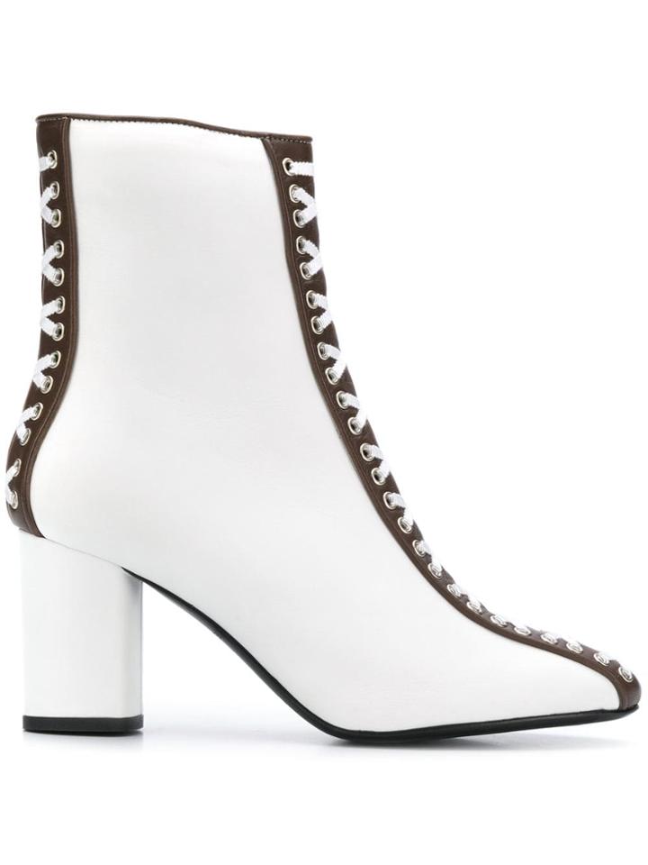 Racine Carree Lace Detail Boots - White