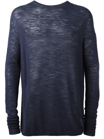 Onebyme Crew Neck Jumper, Men's, Size: 5, Blue, Linen/flax/viscose