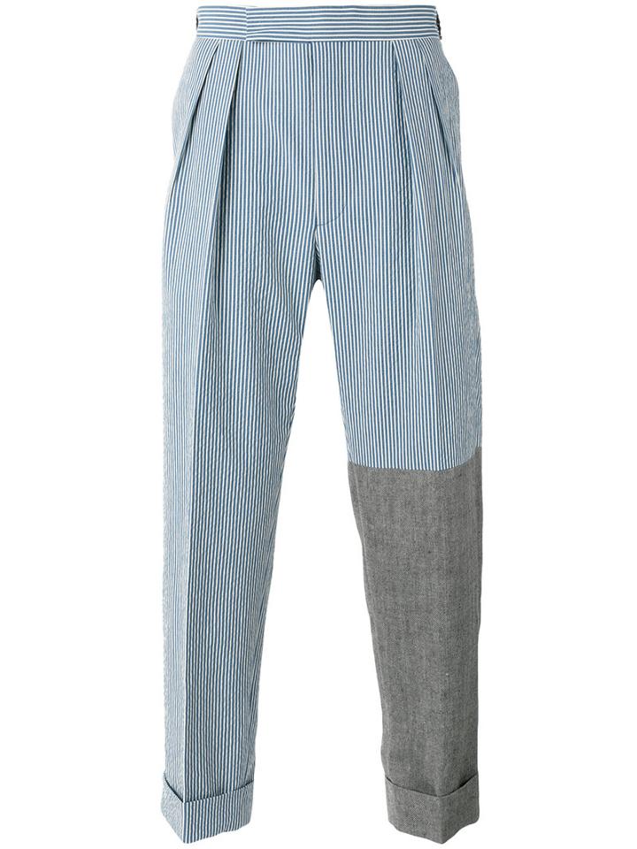 Lardini Striped Tailored Pants, Men's, Size: 46, Blue, Cotton/spandex/elastane/wool
