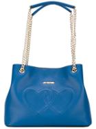 Love Moschino Heart Shoulder Bag, Women's, Blue, Polyurethane