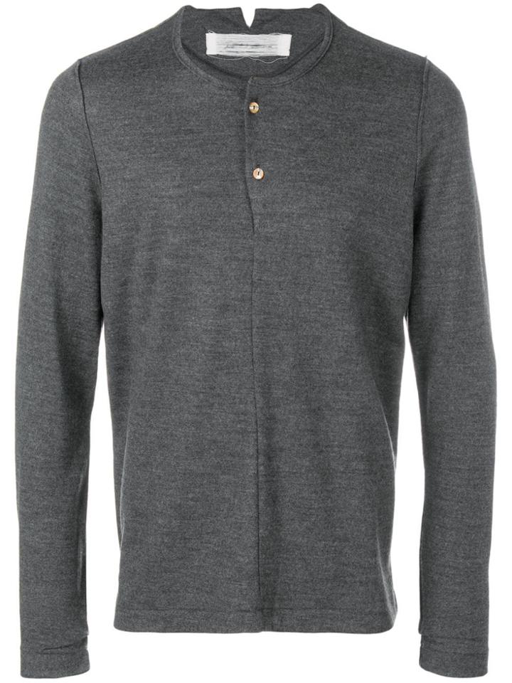 Individual Sentiments Button Placket Jumper - Grey