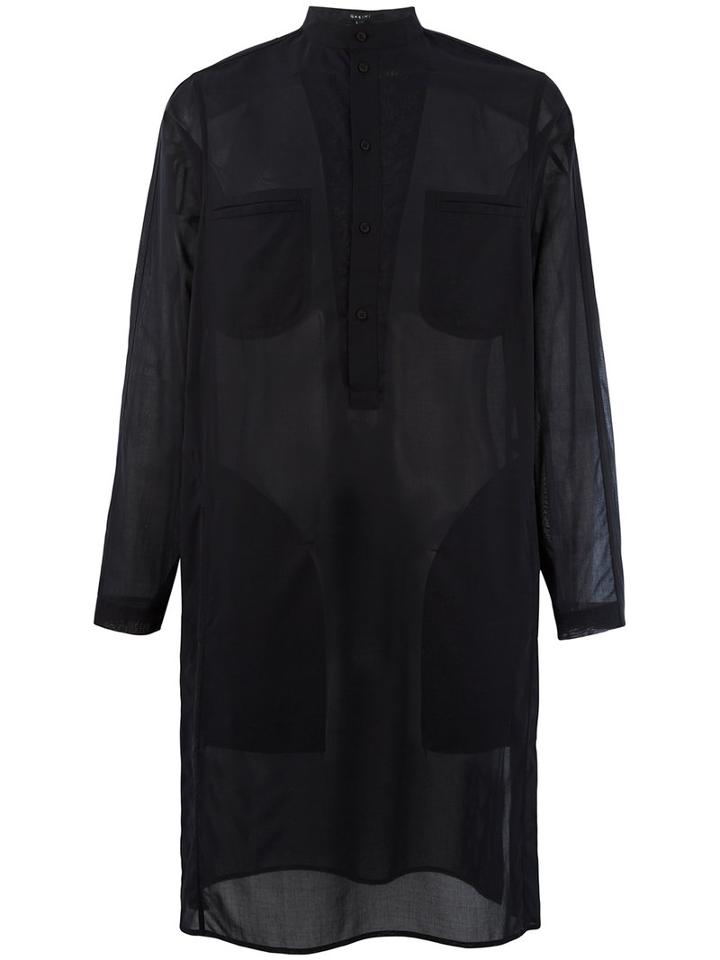 Qasimi - Elongated Sheer Shirt - Men - Cotton - 15, Black, Cotton