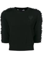 Love Moschino Cropped Ruffle Trim Sweatshirt - Black