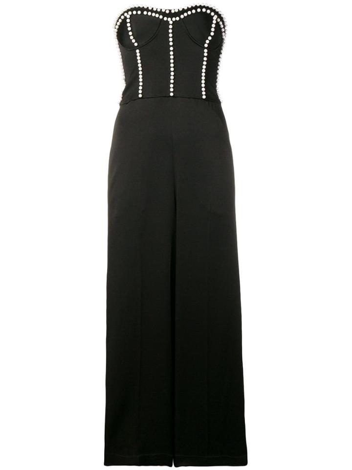 Twin-set Pearled Bustier Jumpsuit - Black