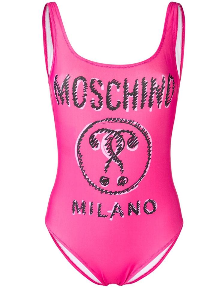 Moschino Scribble Double Question Mark Swimsuit - Pink