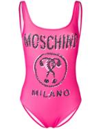 Moschino Scribble Double Question Mark Swimsuit - Pink
