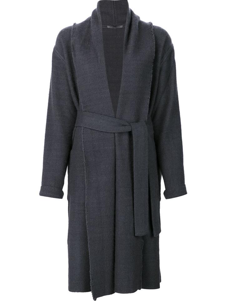 Denis Colomb Waist Tie Wrap Coat, Women's, Size: Small, Grey, Cashmere/camel Hair