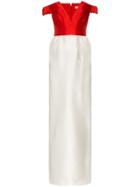 Vika Gazinskaya Silk Off-shoulder Gown - White