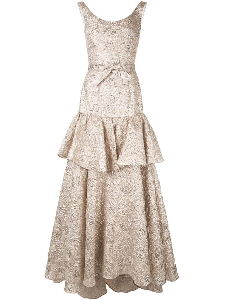 Bambah Sleeveless Ruffle Detail Gown - Gold