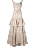 Bambah Sleeveless Ruffle Detail Gown - Gold