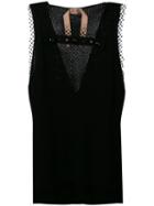 No21 Mesh Panel Top, Women's, Size: 40, Black, Cotton/polyester